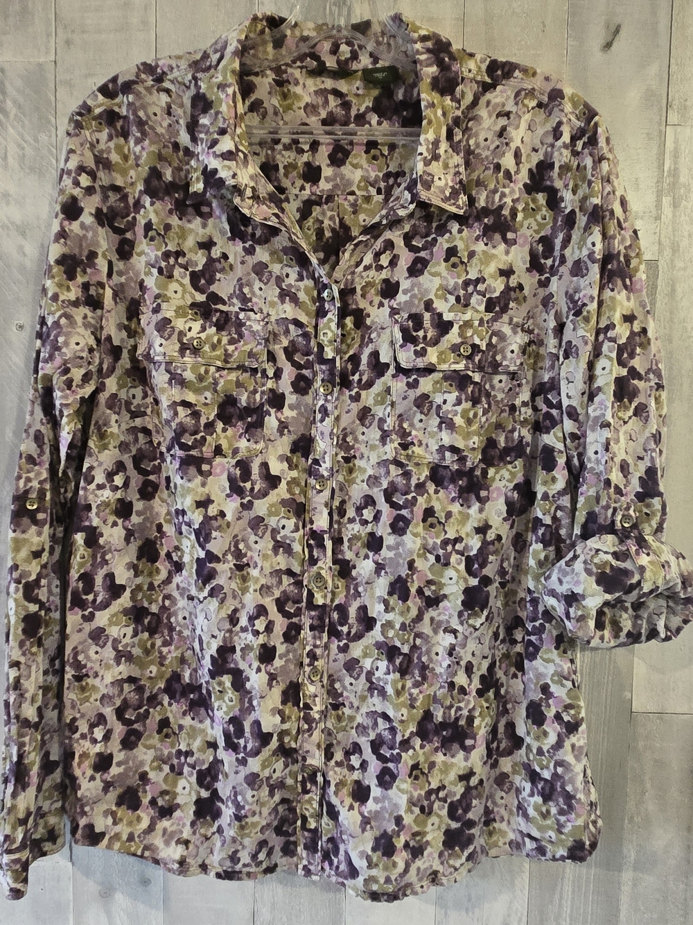 Eddie Bauer Lavender Multi Floral Button-Down Shirt